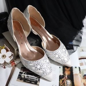 White wedding shoes, swarovski crystal size 8, 8.5